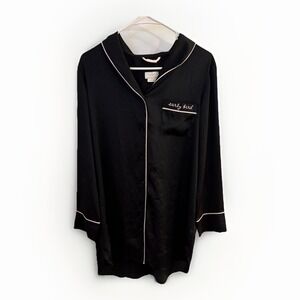 Kate Spade Sleep shirt Early Bird Womens Sz S Black Nightgown